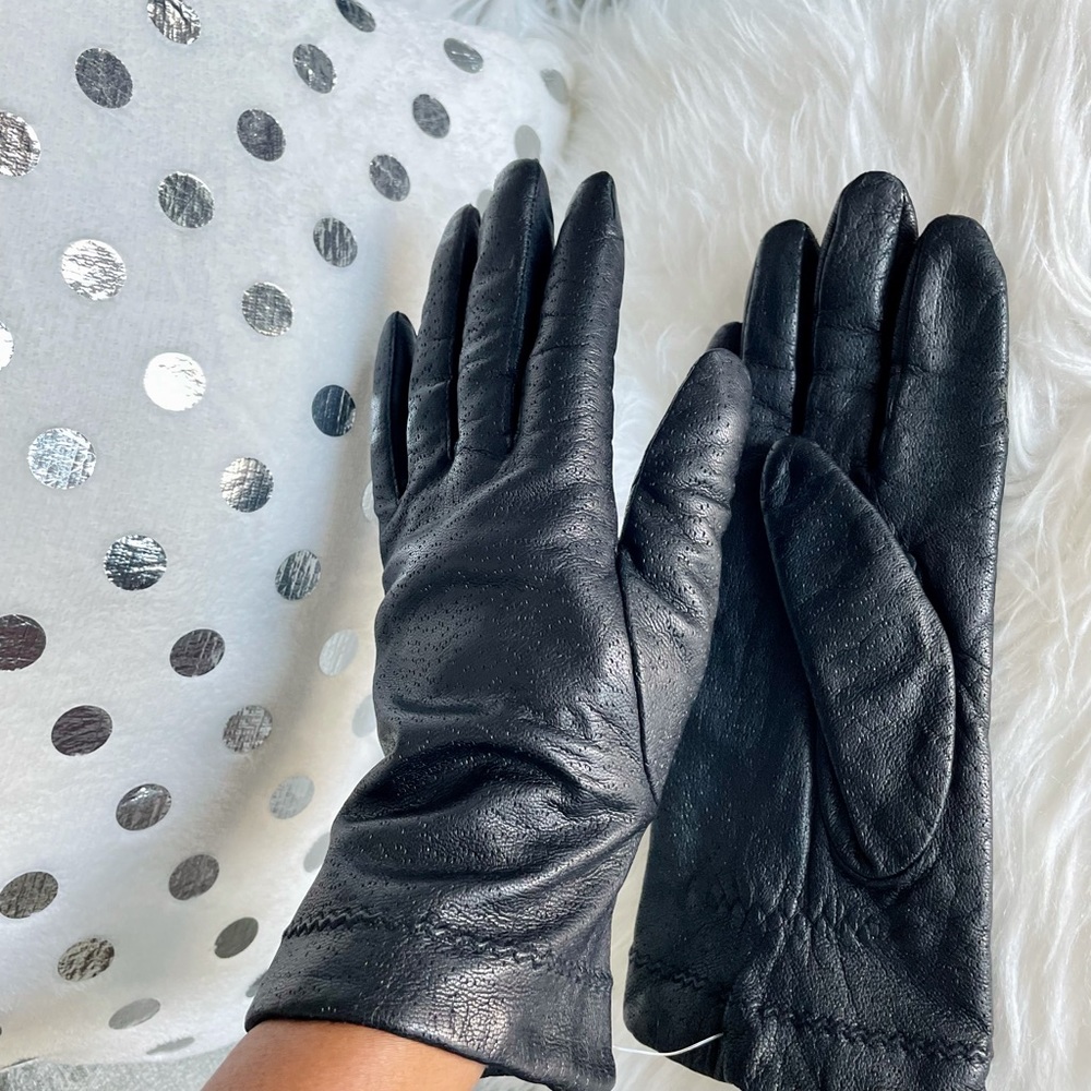 Genuine Black Leather Gloves Size 8